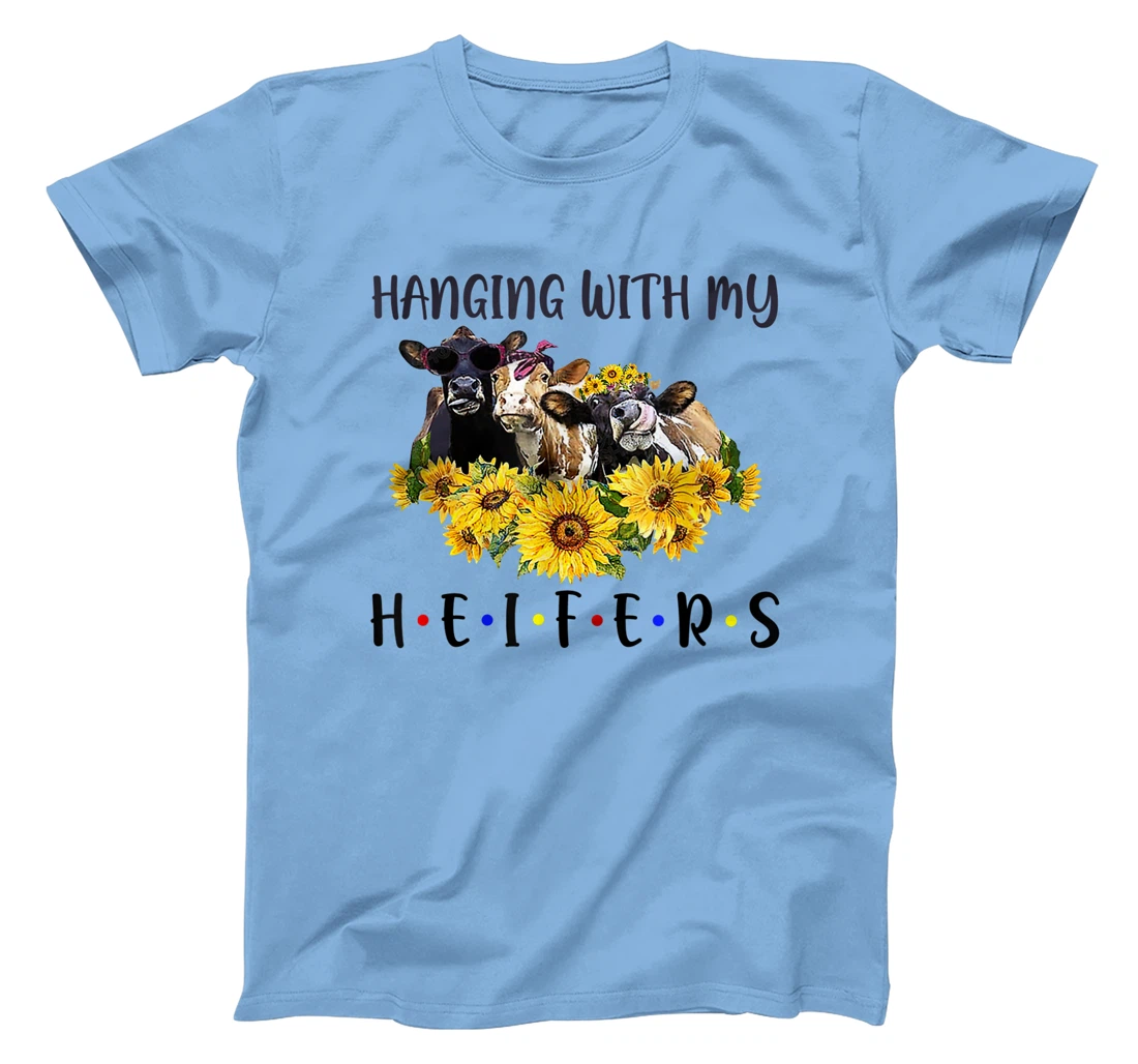 Womens Cute Women's Hanging With My Heifers Bandana sunflower T-Shirt, Women T-Shirt