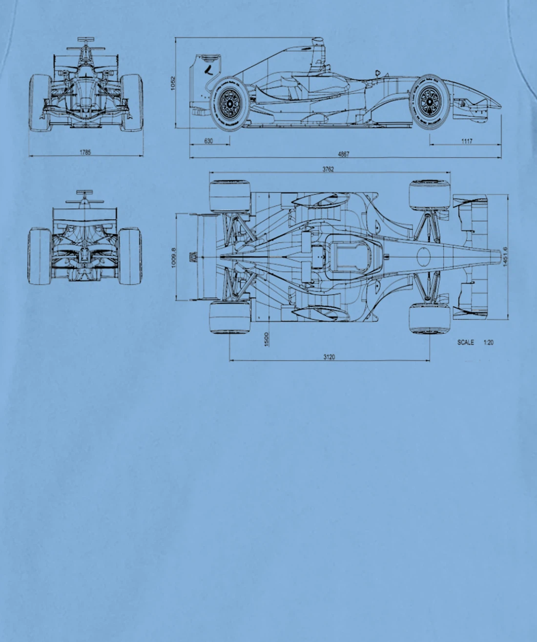 Womens Formula Racing Car draw Mechanical Engineering T-Shirt, Kid T-Shirt and Women T-Shirt