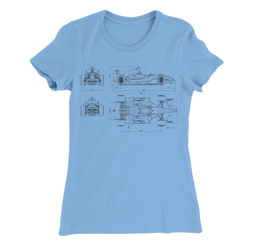 Womens Formula Racing Car draw Mechanical Engineering T-Shirt, Kid T-Shirt and Women T-Shirt
