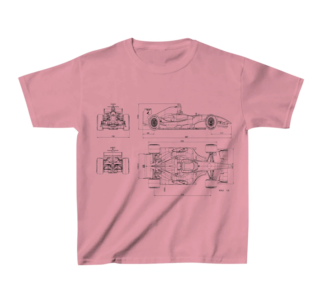 Womens Formula Racing Car draw Mechanical Engineering T-Shirt, Kid T-Shirt and Women T-Shirt