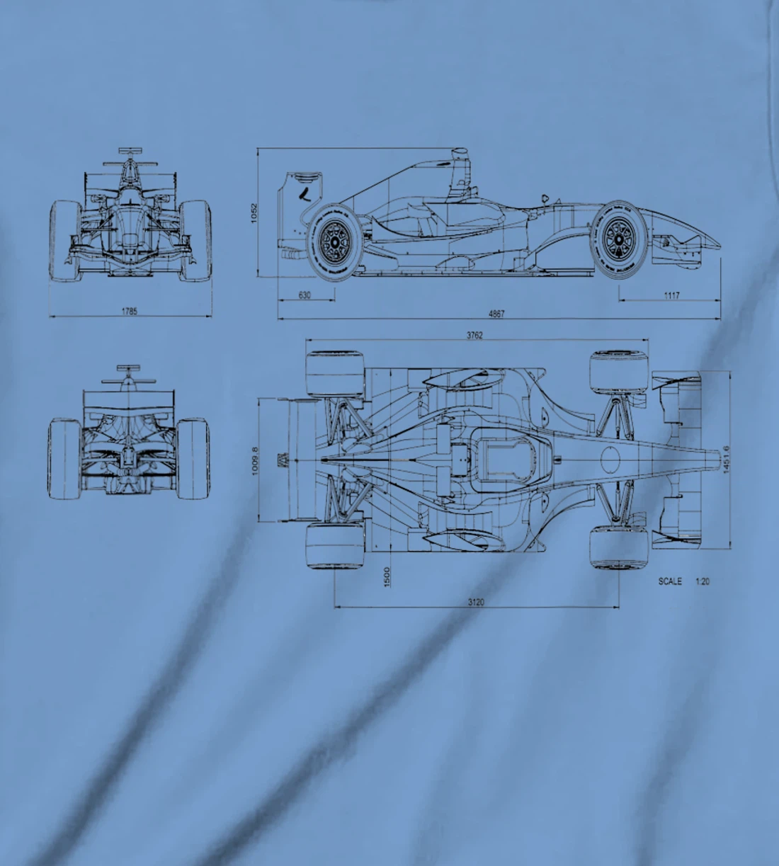 Womens Formula Racing Car draw Mechanical Engineering T-Shirt, Kid T-Shirt and Women T-Shirt