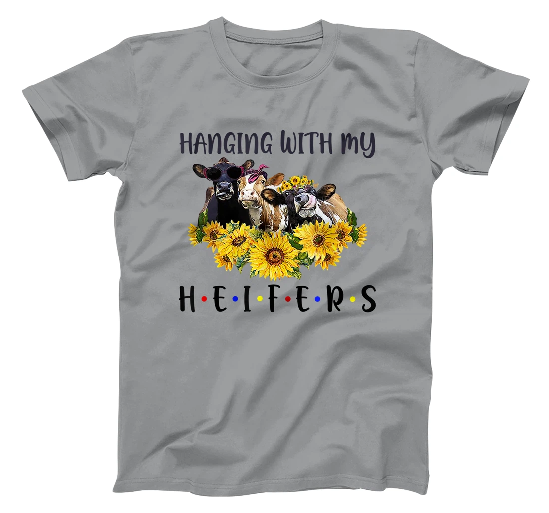 Womens Cute Women's Hanging With My Heifers Bandana sunflower T-Shirt, Women T-Shirt