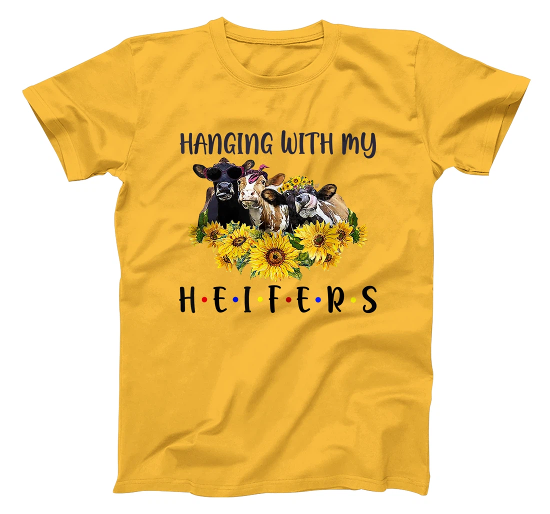 Womens Cute Women's Hanging With My Heifers Bandana sunflower T-Shirt, Women T-Shirt