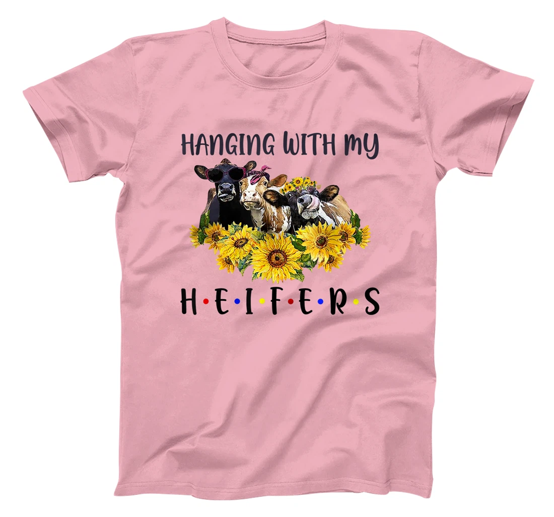 Womens Cute Women's Hanging With My Heifers Bandana sunflower T-Shirt, Women T-Shirt