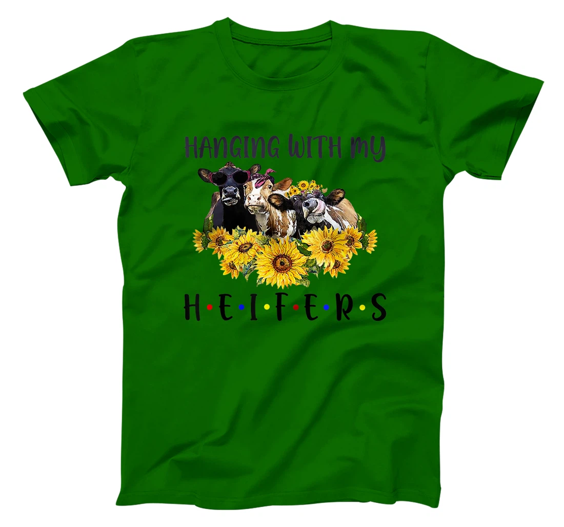 Womens Cute Women's Hanging With My Heifers Bandana sunflower T-Shirt, Women T-Shirt