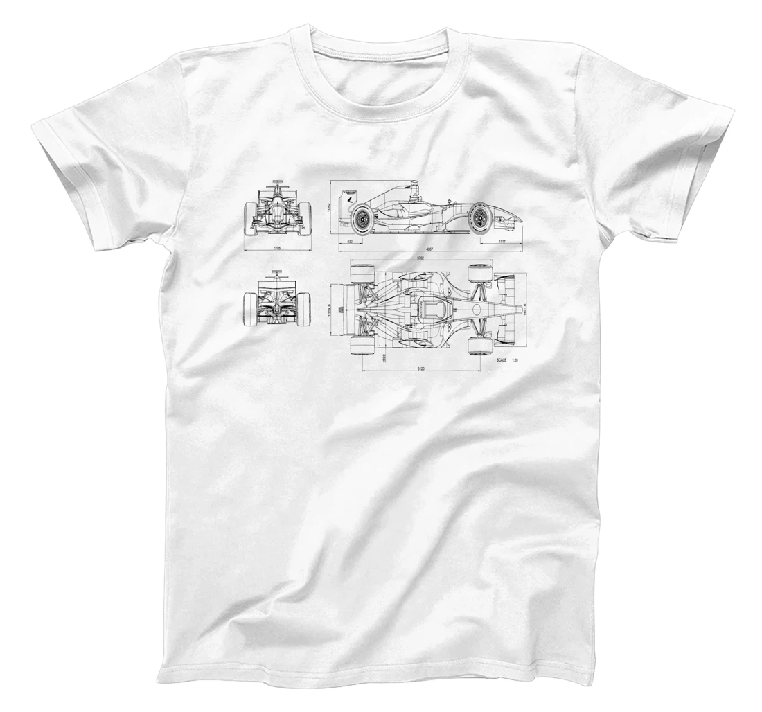 Womens Formula Racing Car draw Mechanical Engineering T-Shirt, Kid T-Shirt and Women T-Shirt