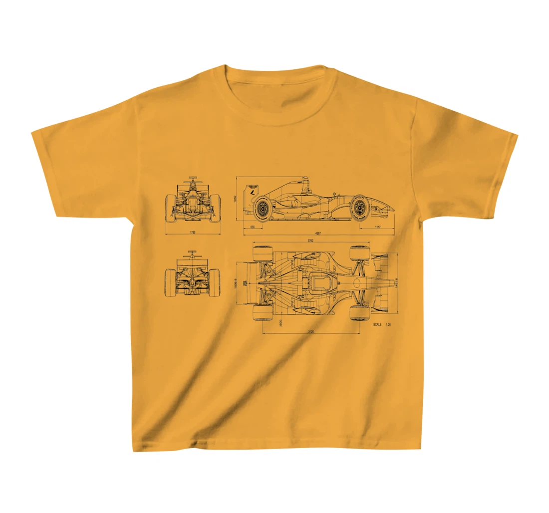 Womens Formula Racing Car draw Mechanical Engineering T-Shirt, Kid T-Shirt and Women T-Shirt