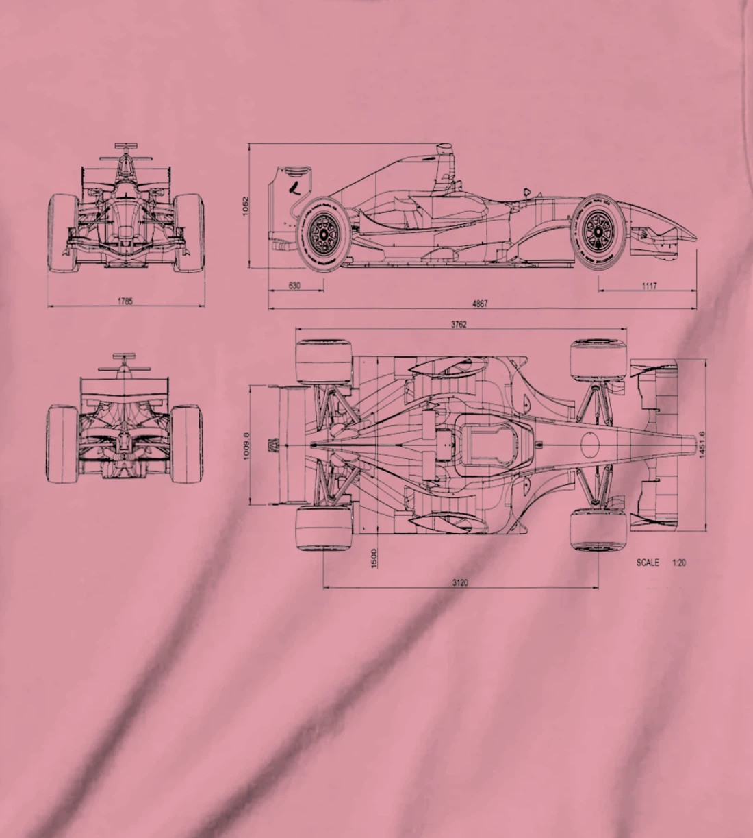 Womens Formula Racing Car draw Mechanical Engineering T-Shirt, Kid T-Shirt and Women T-Shirt