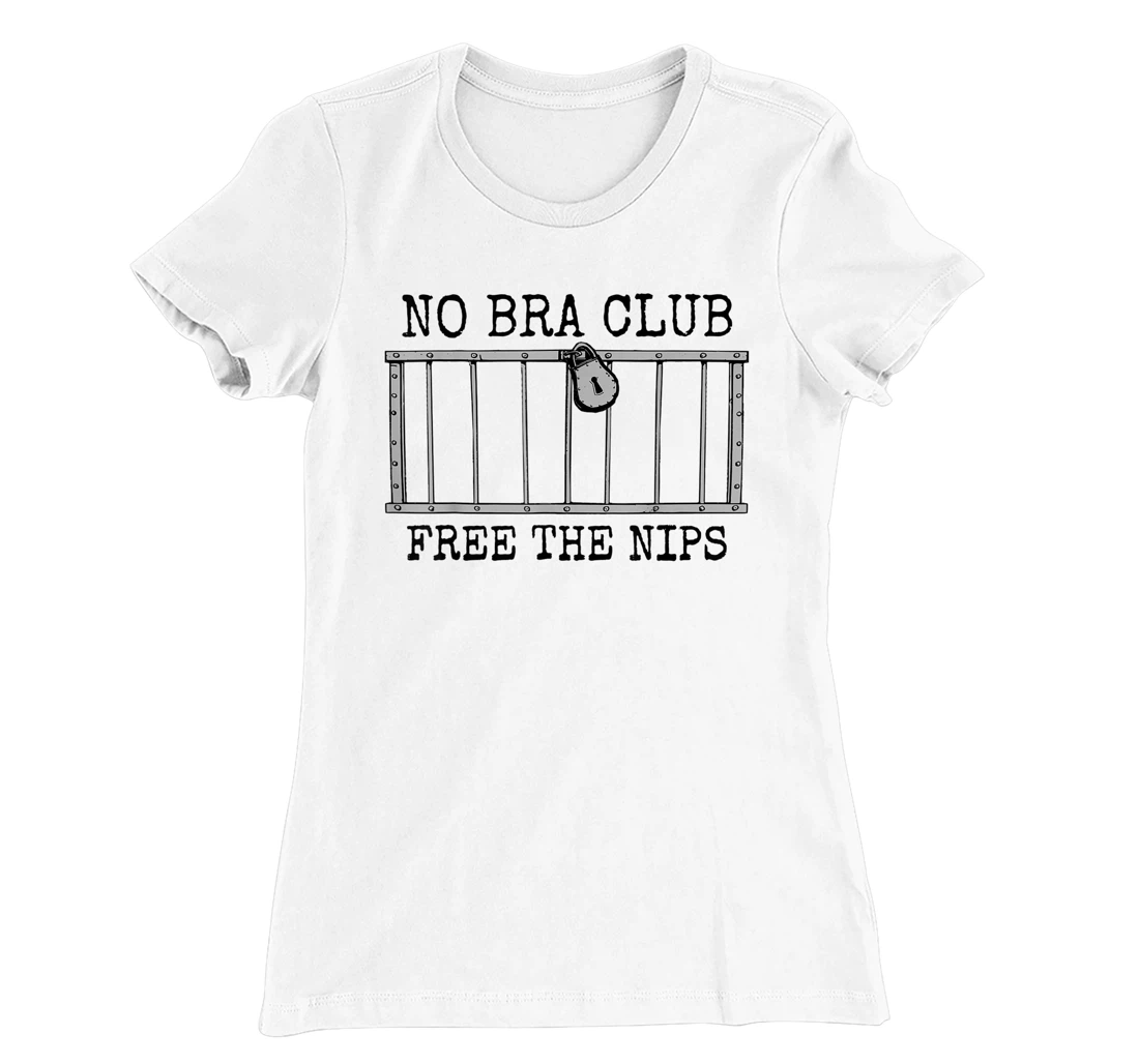 Womens They're Innocent! Free The Nips Jail Bars Funny No Bra Club T-Shirt, Women T-Shirt