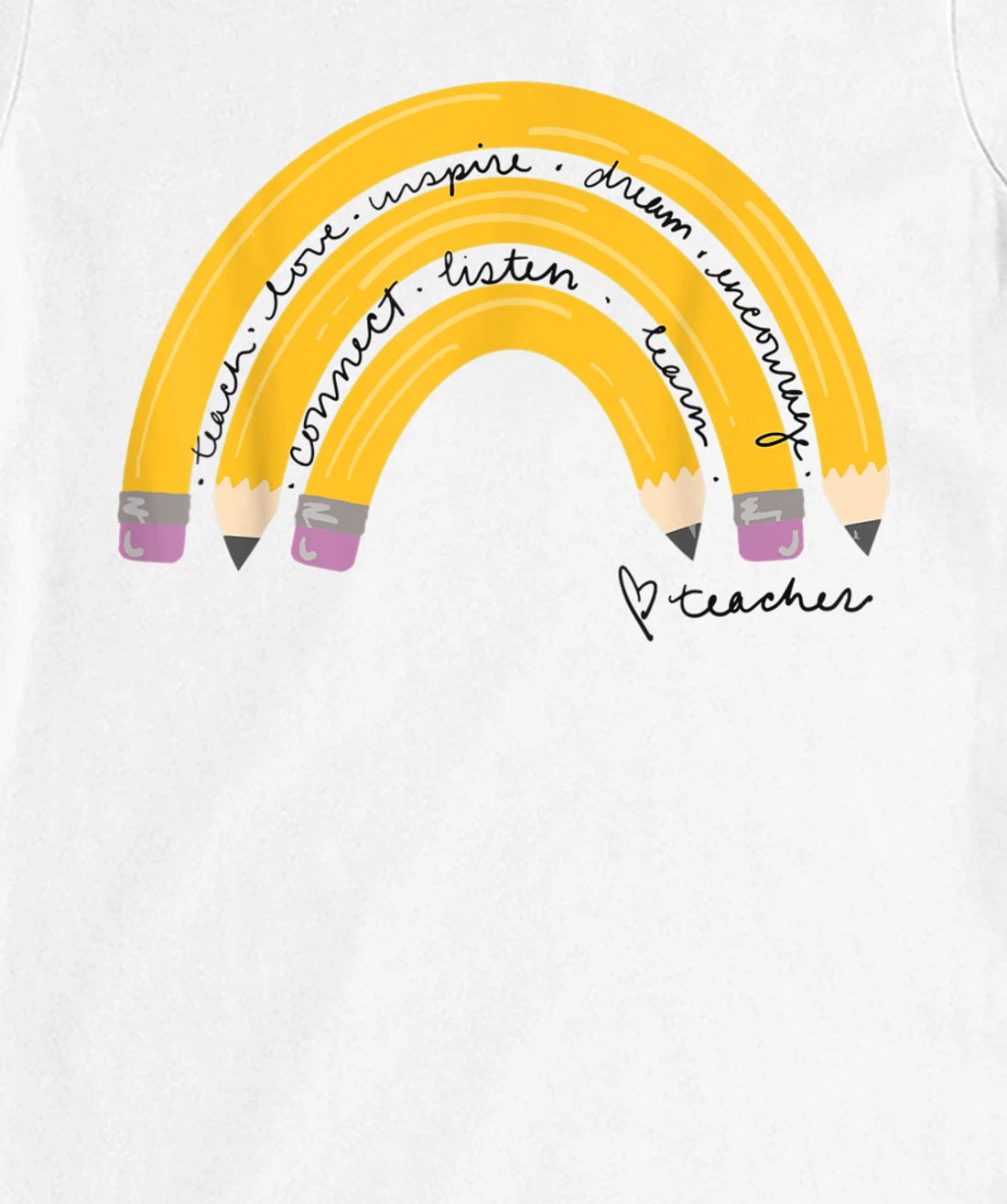 Womens Teacher Pencil Rainbow T-Shirt, Women T-Shirt