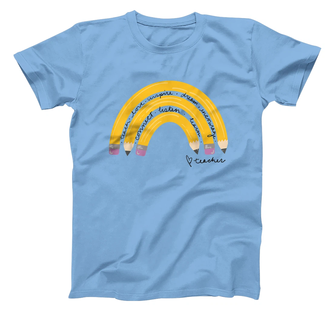 Womens Teacher Pencil Rainbow T-Shirt, Women T-Shirt
