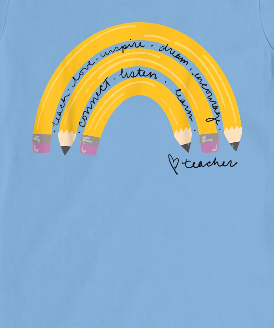 Womens Teacher Pencil Rainbow T-Shirt, Women T-Shirt