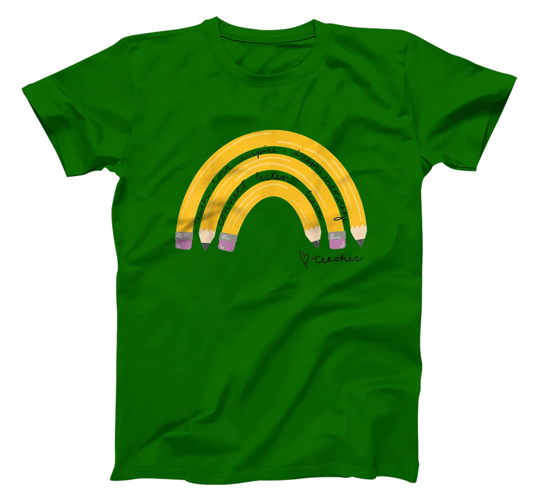 Womens Teacher Pencil Rainbow T-Shirt, Women T-Shirt