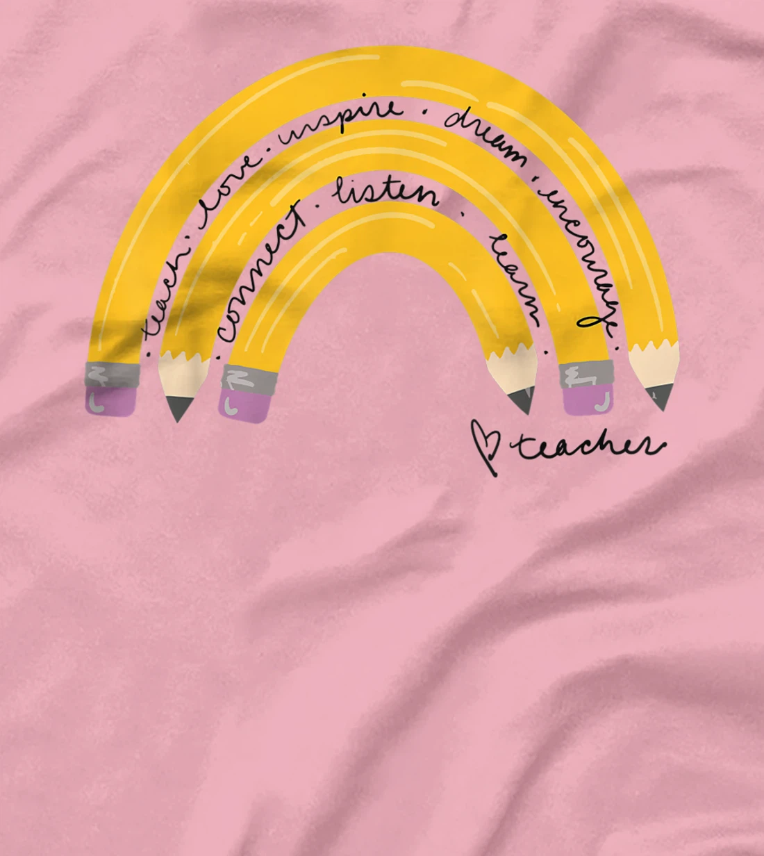 Womens Teacher Pencil Rainbow T-Shirt, Women T-Shirt