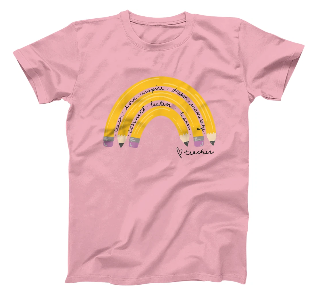 Womens Teacher Pencil Rainbow T-Shirt, Women T-Shirt