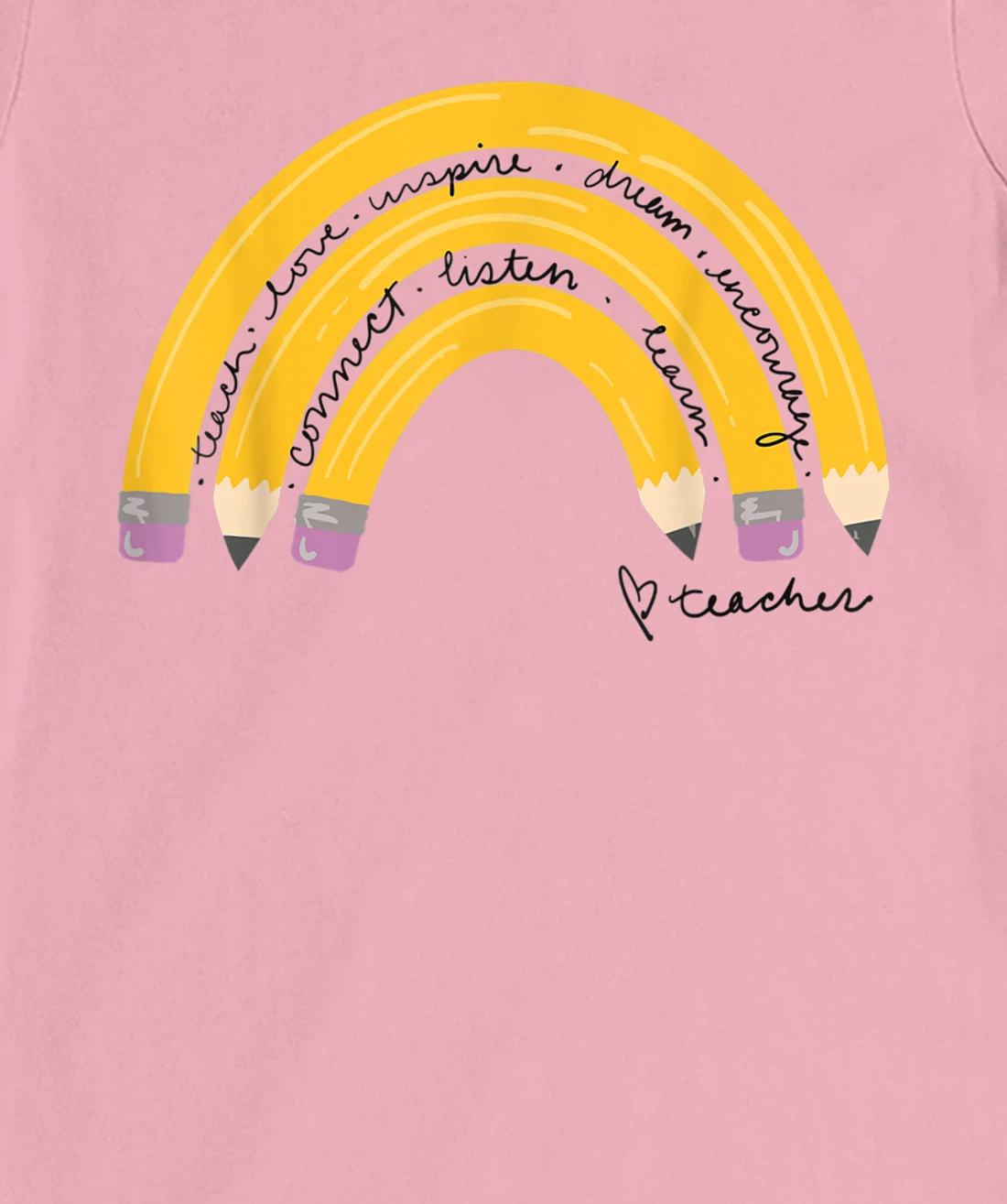 Womens Teacher Pencil Rainbow T-Shirt, Women T-Shirt