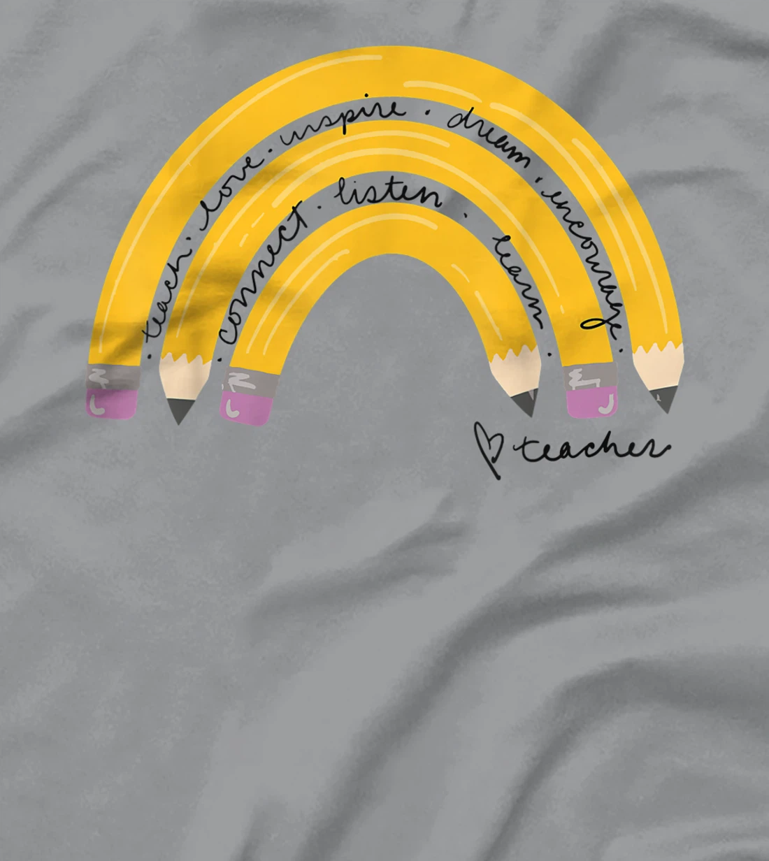 Womens Teacher Pencil Rainbow T-Shirt, Women T-Shirt