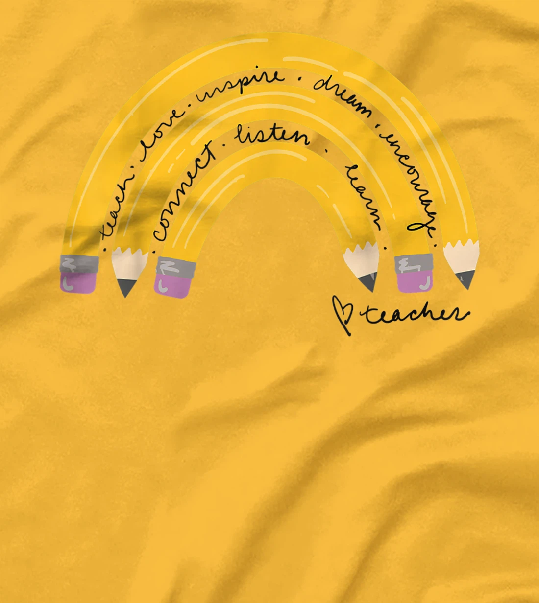 Womens Teacher Pencil Rainbow T-Shirt, Women T-Shirt