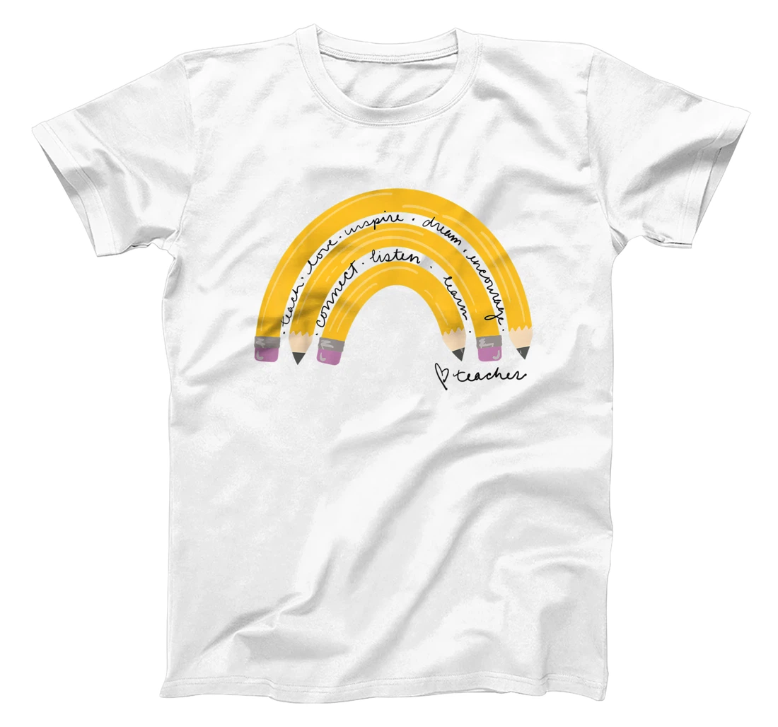 Womens Teacher Pencil Rainbow T-Shirt, Women T-Shirt