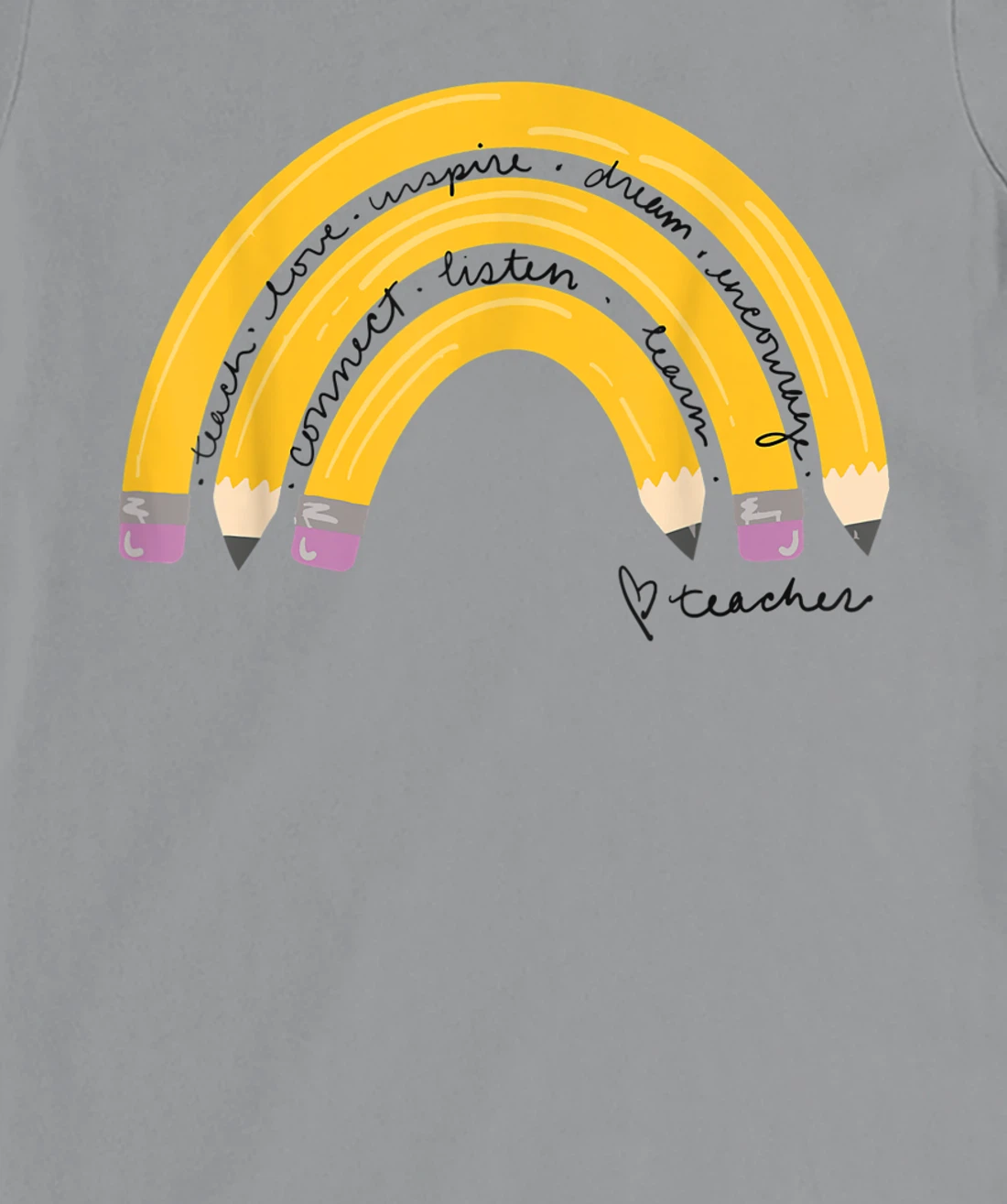 Womens Teacher Pencil Rainbow T-Shirt, Women T-Shirt