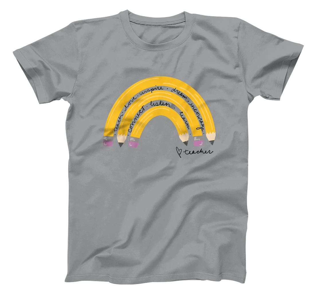 Womens Teacher Pencil Rainbow T-Shirt, Women T-Shirt