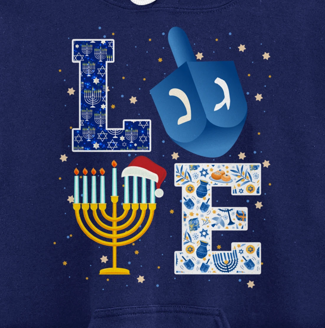 LOVE Cute Hanukkah Decorations Dreidel Menorah Chanukah Pullover Hoodie