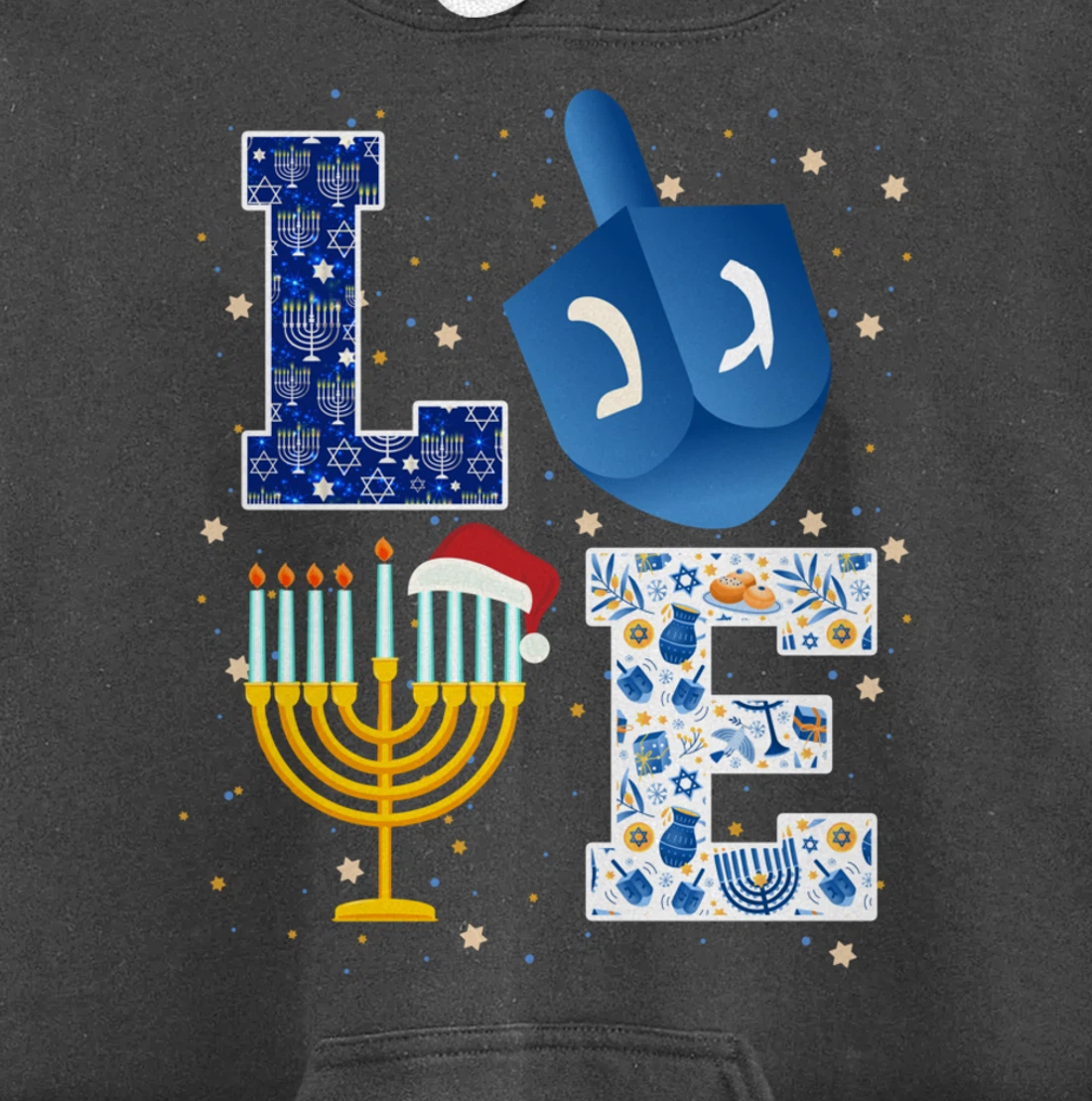 LOVE Cute Hanukkah Decorations Dreidel Menorah Chanukah Pullover Hoodie