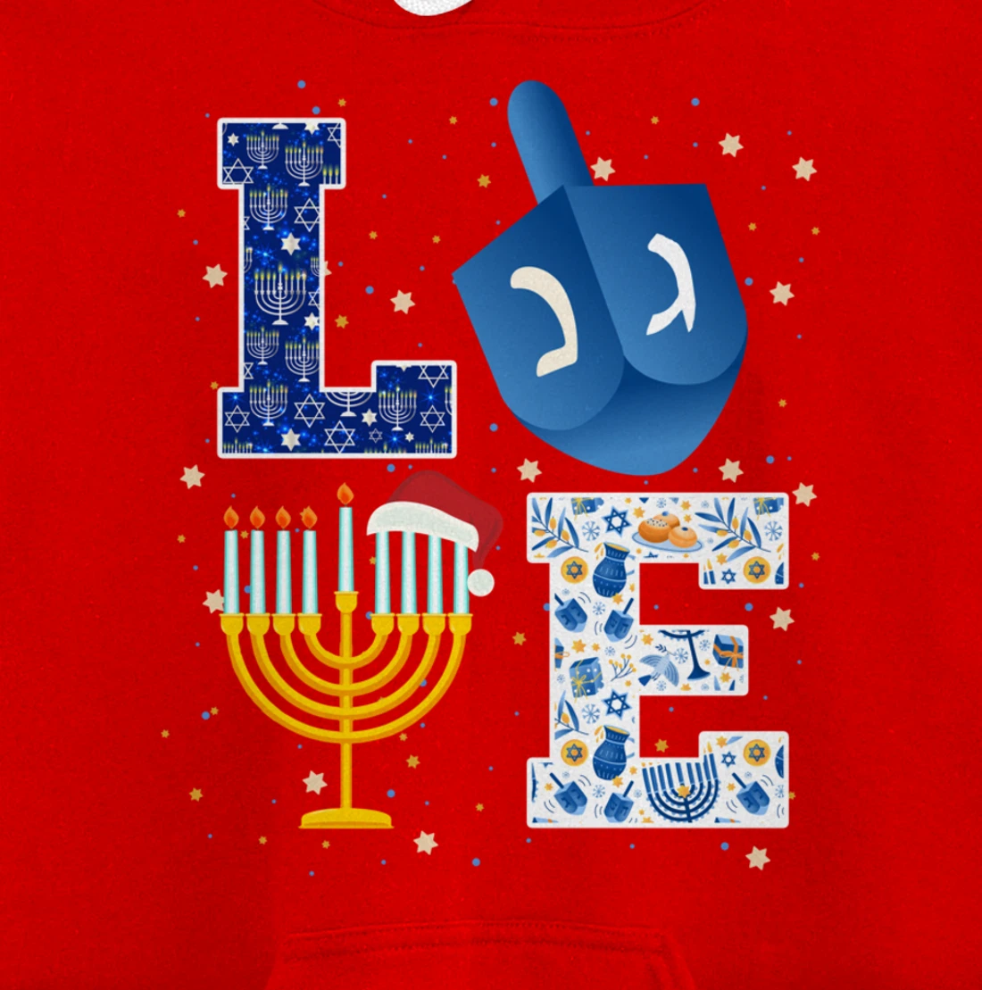 LOVE Cute Hanukkah Decorations Dreidel Menorah Chanukah Pullover Hoodie