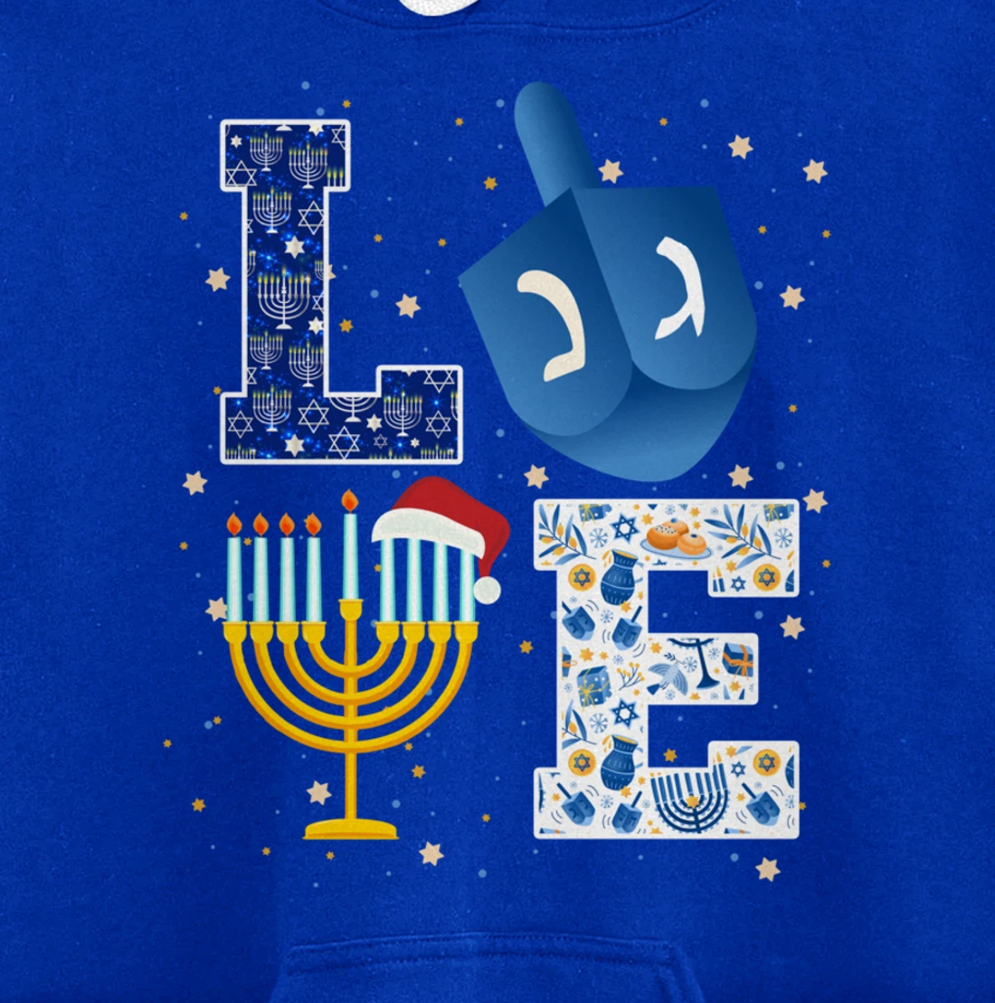 LOVE Cute Hanukkah Decorations Dreidel Menorah Chanukah Pullover Hoodie