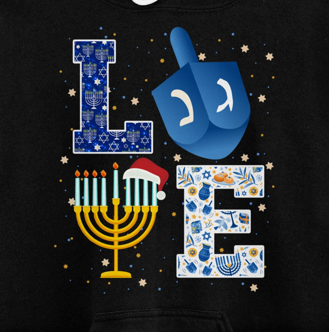 LOVE Cute Hanukkah Decorations Dreidel Menorah Chanukah Pullover Hoodie