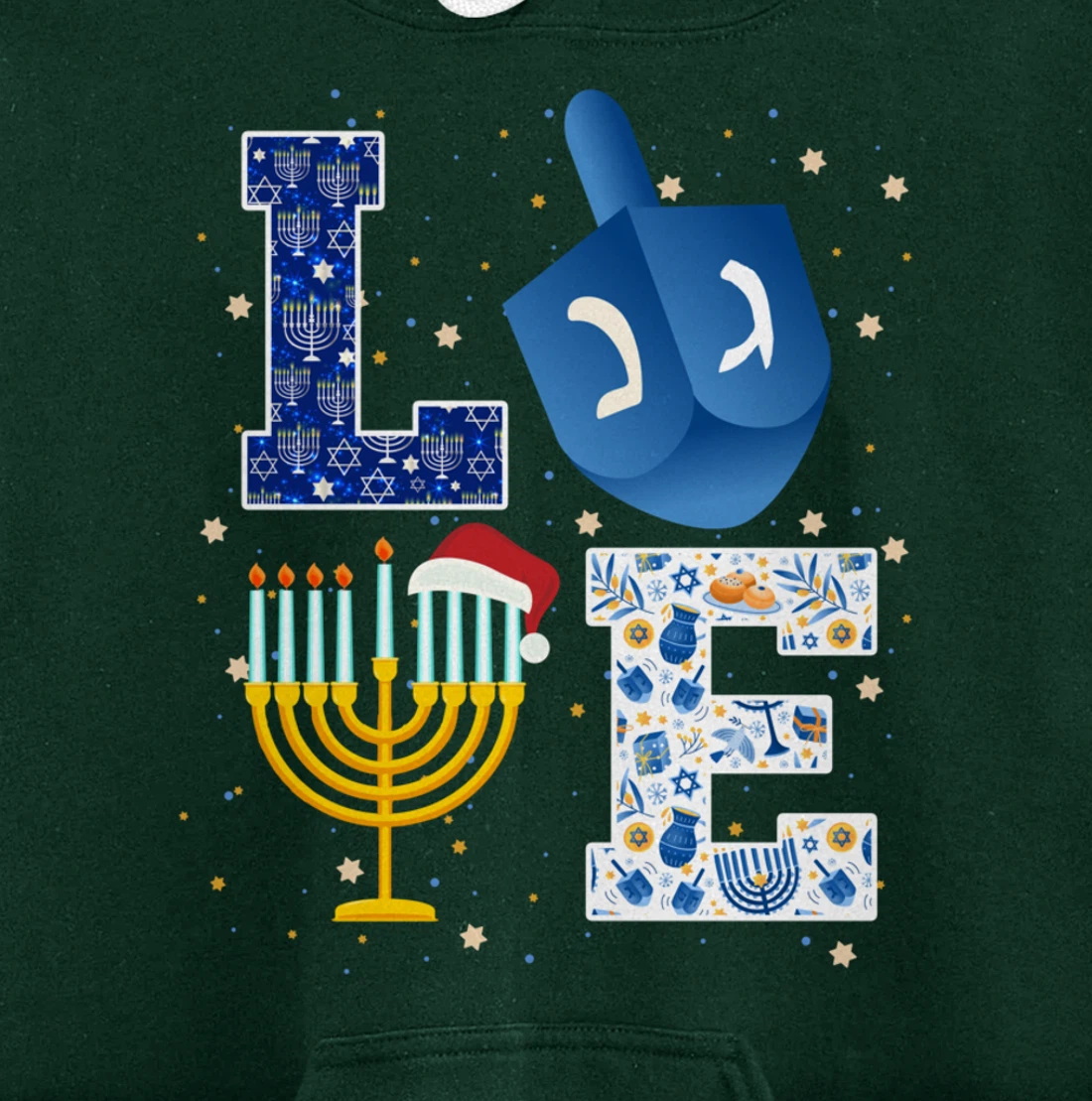 LOVE Cute Hanukkah Decorations Dreidel Menorah Chanukah Pullover Hoodie