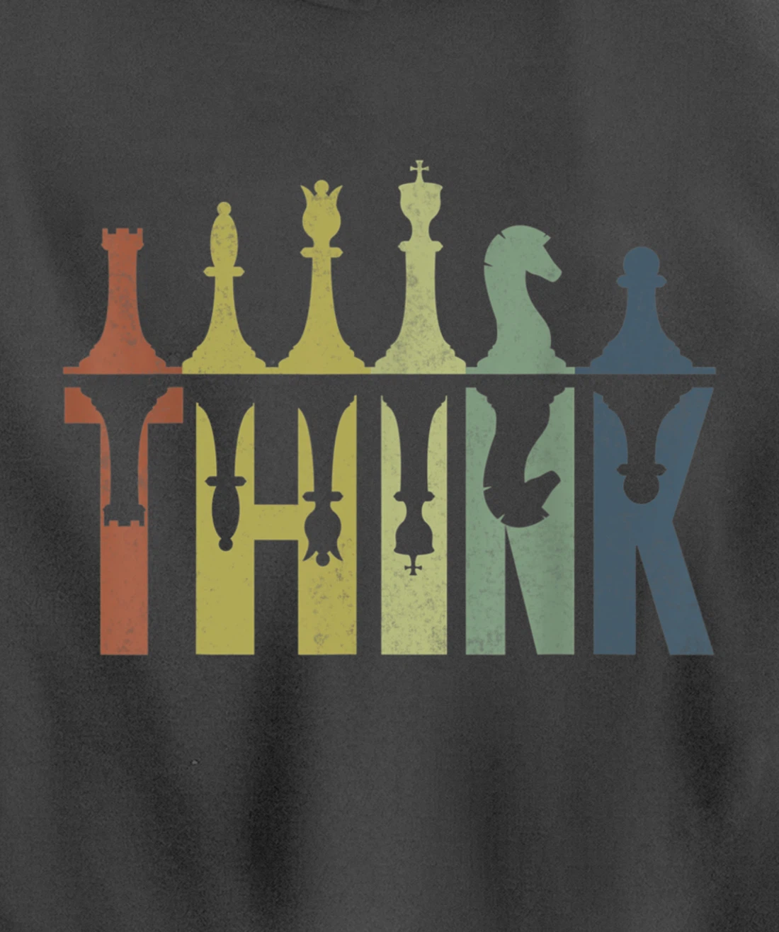 Think Retro Vintage Chess Pieces Player Gifts Chess Coach Pullover Hoodie