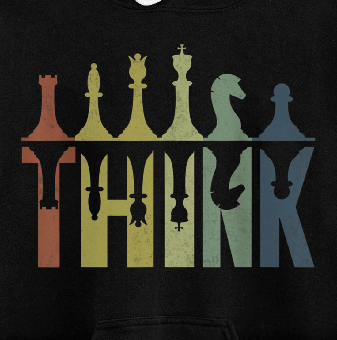 Think Retro Vintage Chess Pieces Player Gifts Chess Coach Pullover Hoodie