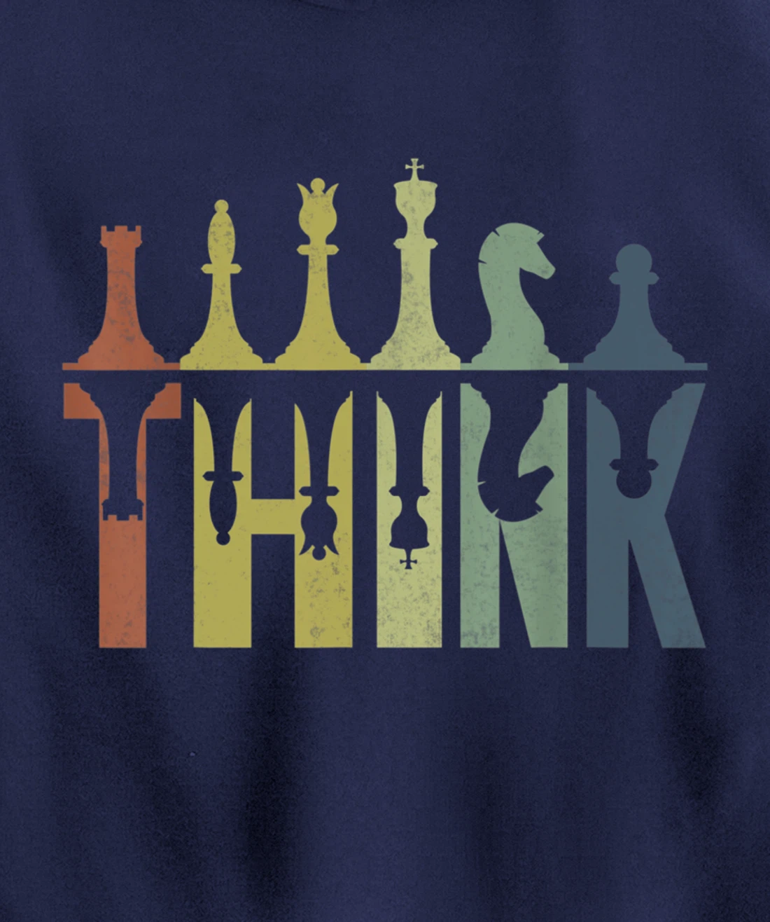 Think Retro Vintage Chess Pieces Player Gifts Chess Coach Pullover Hoodie