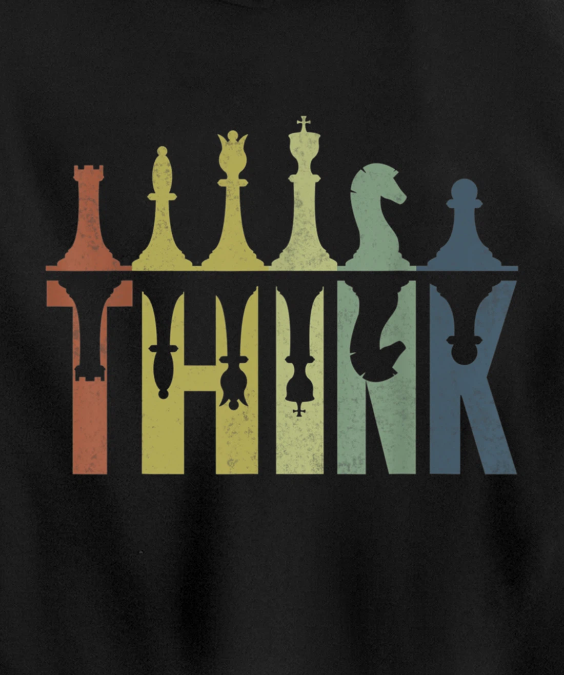 Think Retro Vintage Chess Pieces Player Gifts Chess Coach Pullover Hoodie