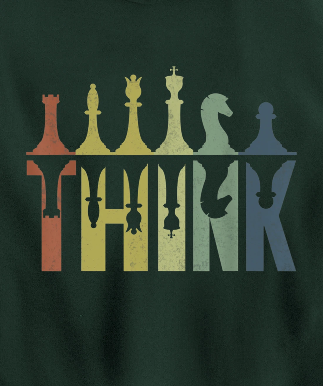 Think Retro Vintage Chess Pieces Player Gifts Chess Coach Pullover Hoodie