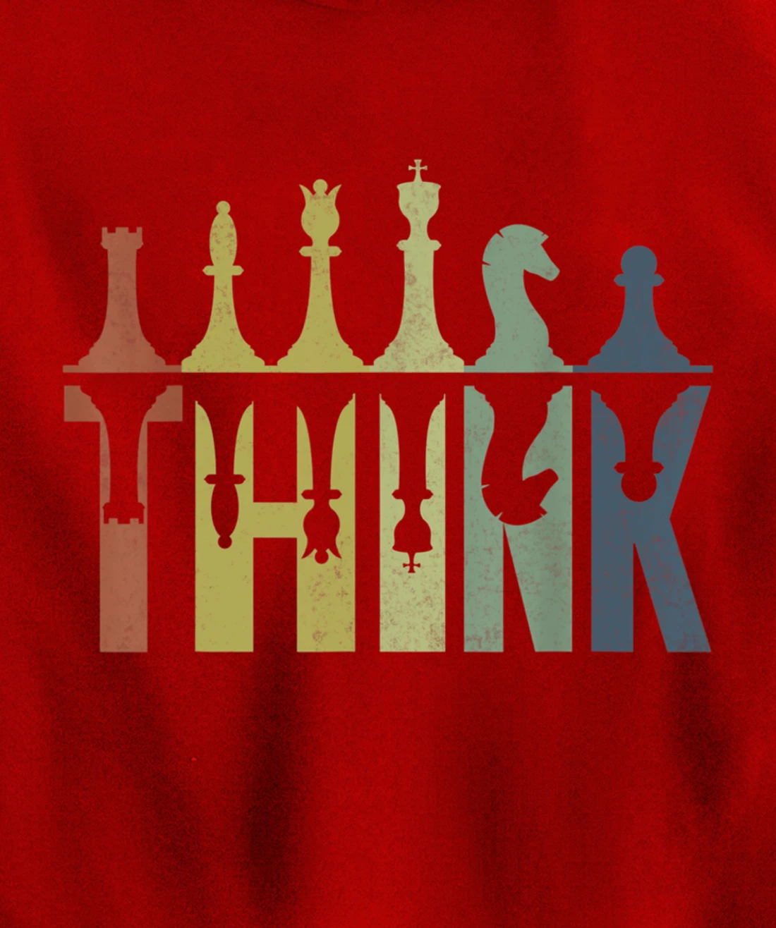 Think Retro Vintage Chess Pieces Player Gifts Chess Coach Pullover Hoodie