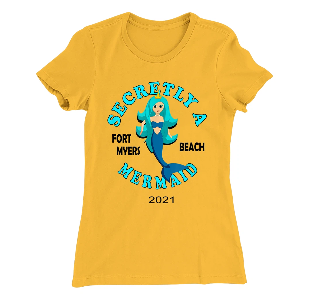 Womens Secretly A Mermaid Fort Myers Beach Vacation 2021 Girl T-Shirt, Kid T-Shirt and Women T-Shirt