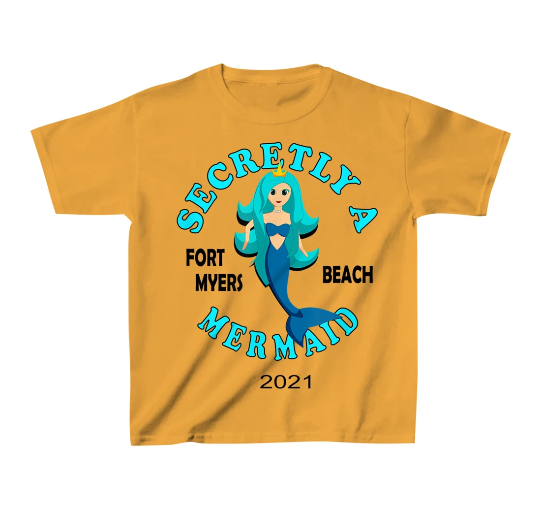 Womens Secretly A Mermaid Fort Myers Beach Vacation 2021 Girl T-Shirt, Kid T-Shirt and Women T-Shirt