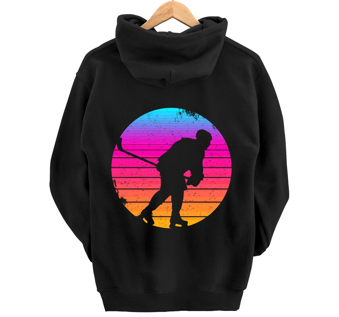 Ice Hockey Winter Sports Player Coach Retro Vintage Pullover Hoodie