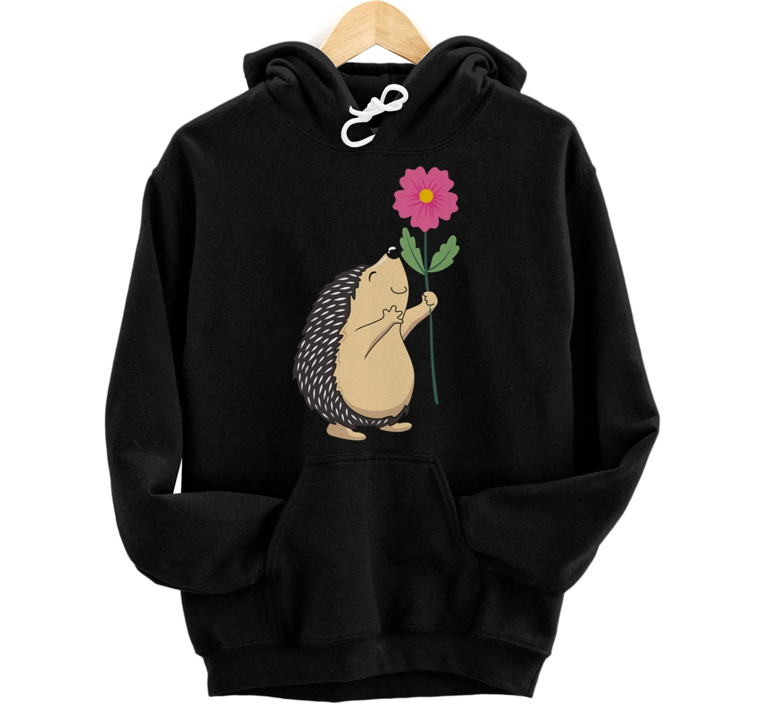 Cute Hedgehog & Flower Art Pullover Hoodie