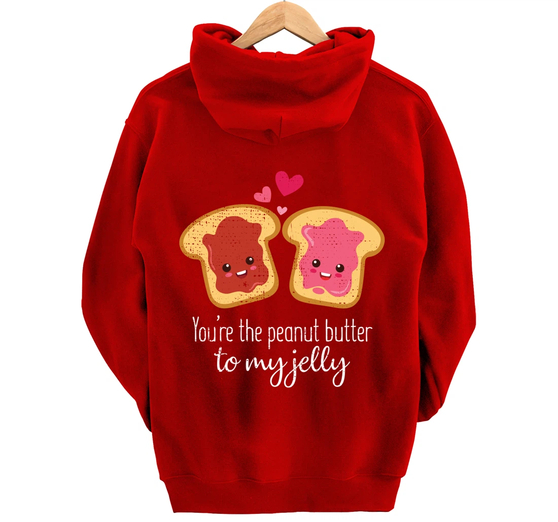 Funny Cute Jelly Sandwich Kawaii Valentines Couple Retro Pullover Hoodie