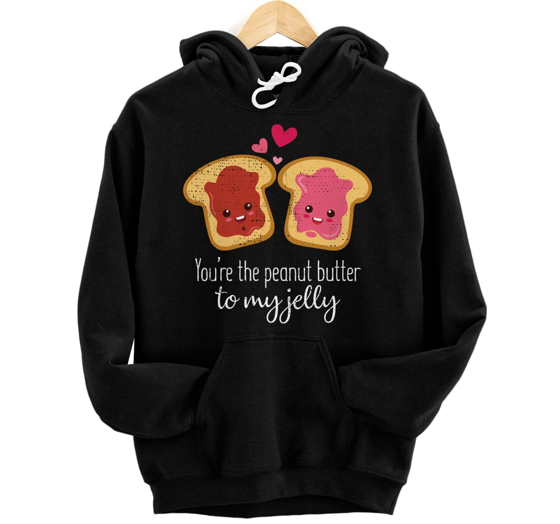 Funny Cute Jelly Sandwich Kawaii Valentines Couple Retro Pullover Hoodie