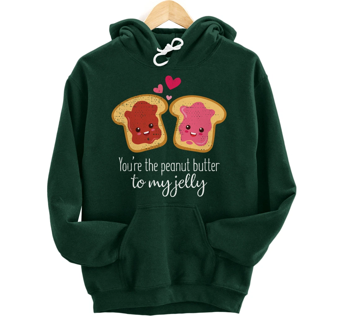 Funny Cute Jelly Sandwich Kawaii Valentines Couple Retro Pullover Hoodie