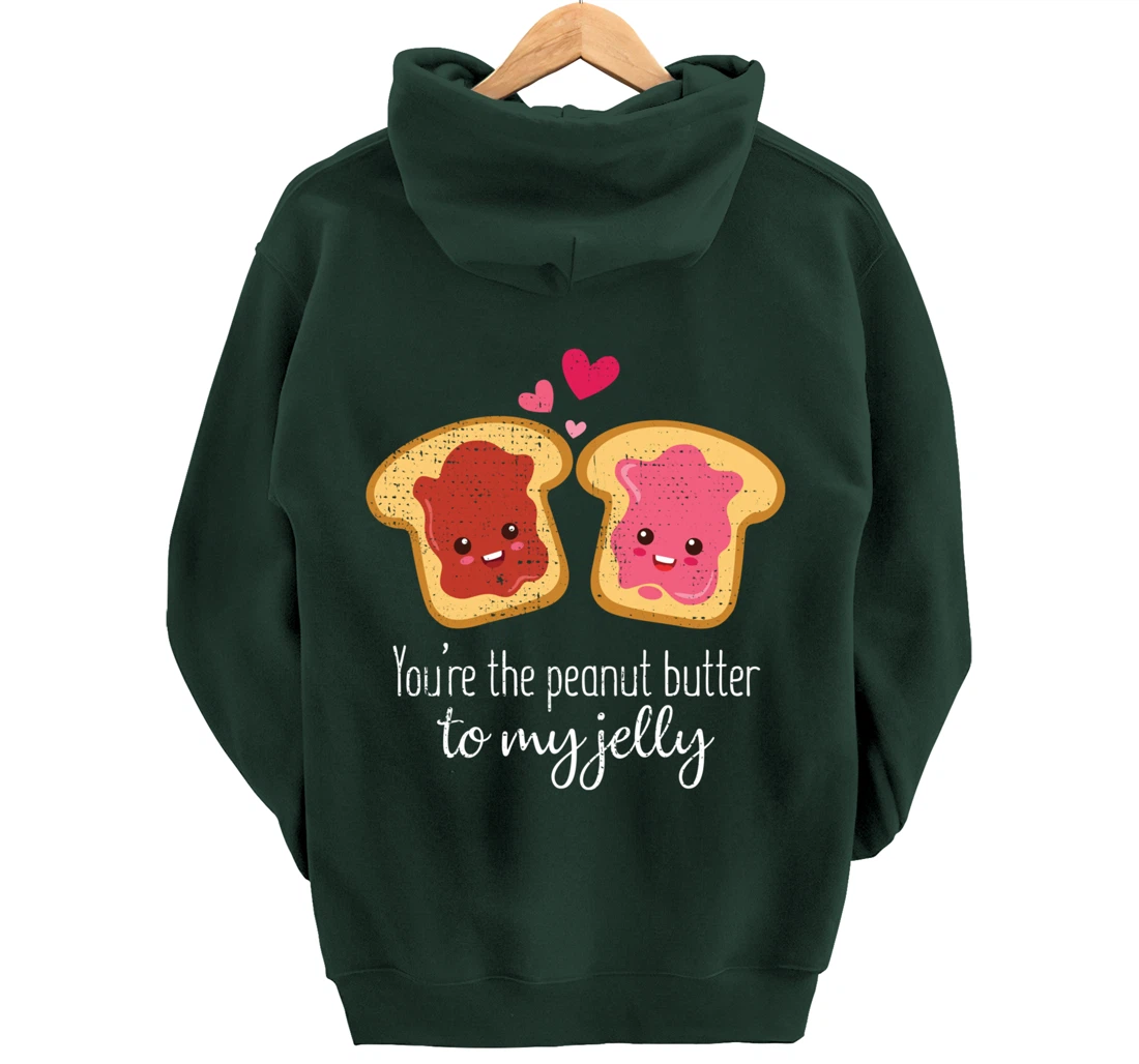 Funny Cute Jelly Sandwich Kawaii Valentines Couple Retro Pullover Hoodie