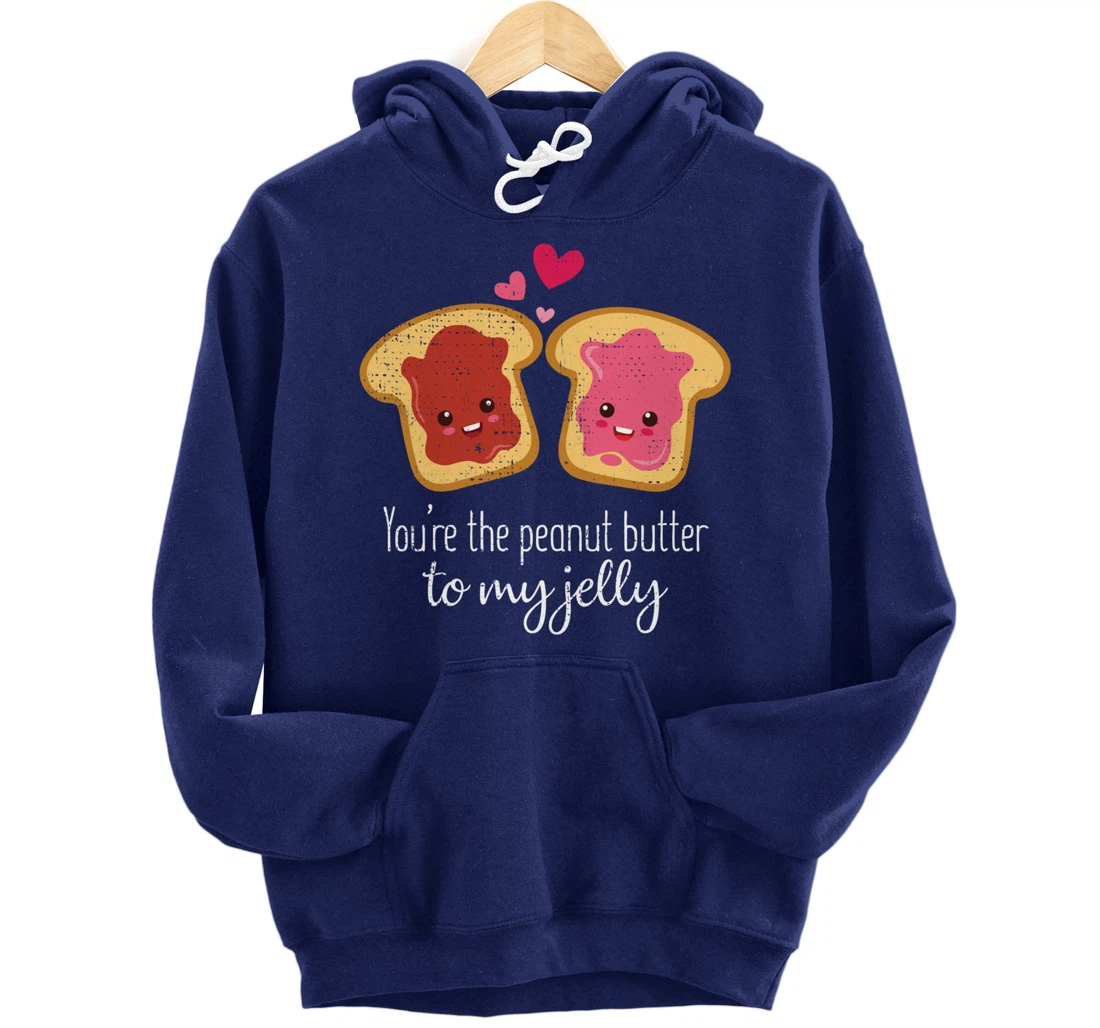 Funny Cute Jelly Sandwich Kawaii Valentines Couple Retro Pullover Hoodie