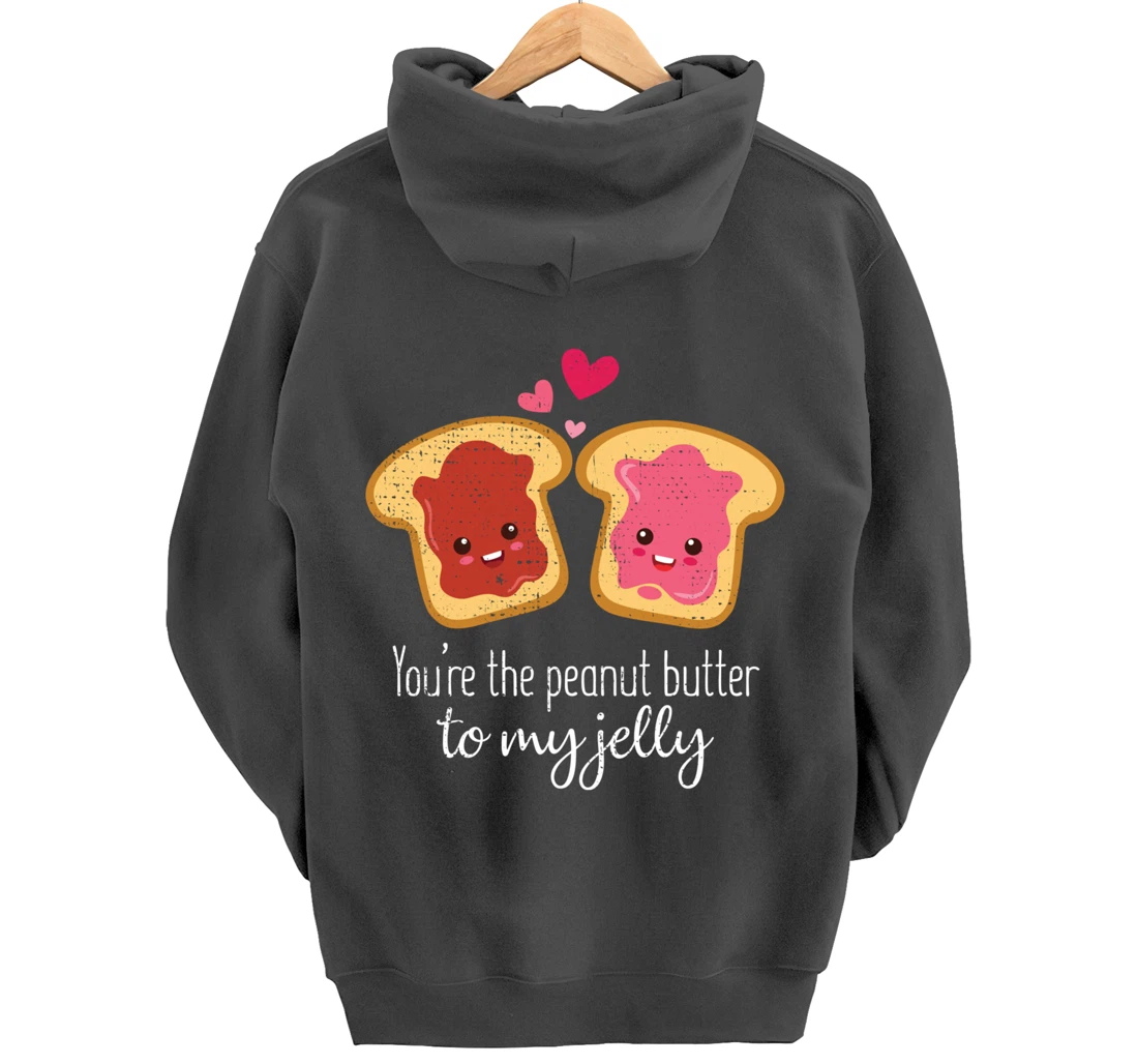 Funny Cute Jelly Sandwich Kawaii Valentines Couple Retro Pullover Hoodie