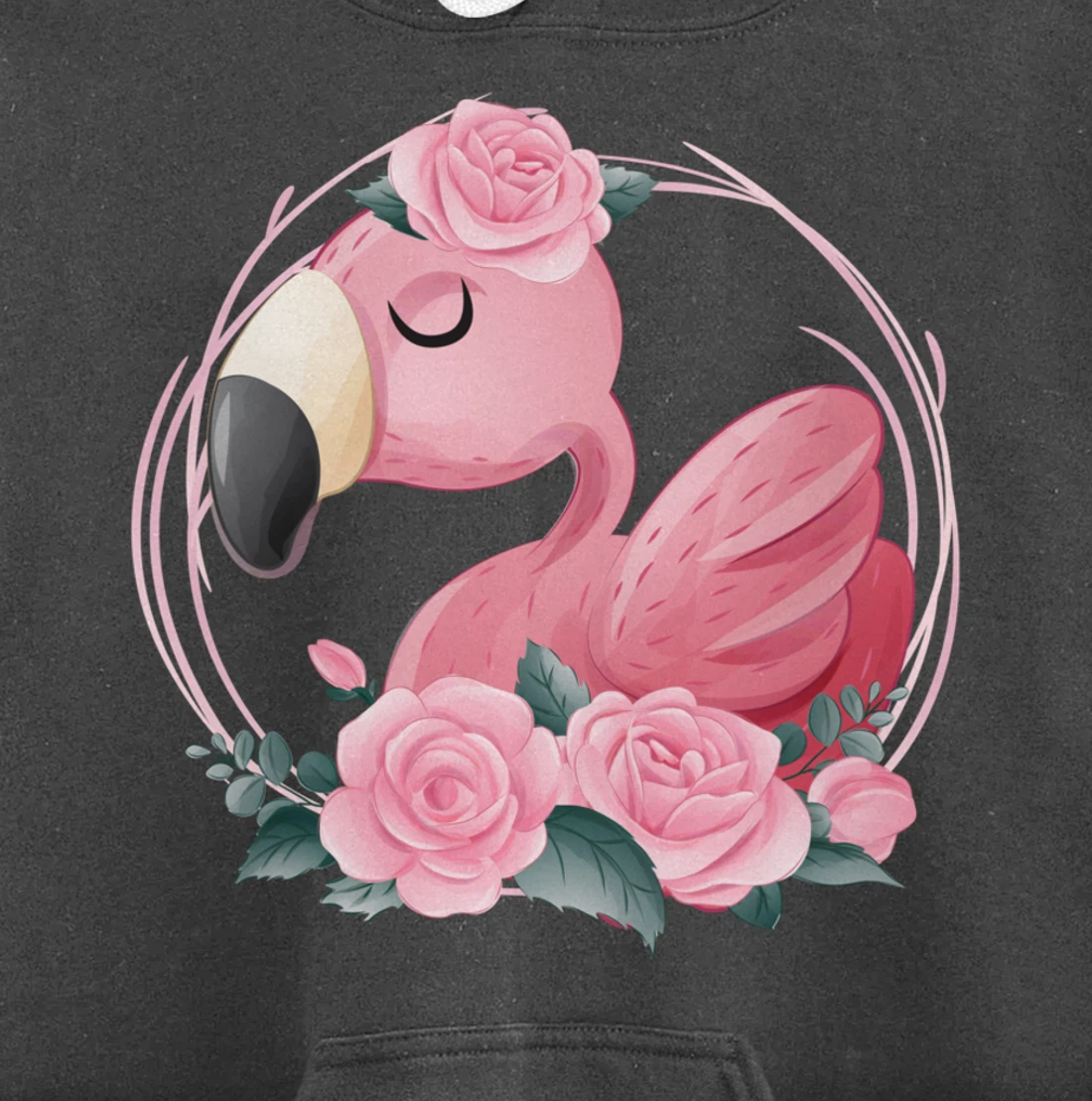 Cute Dreaming Pink Flamingo Floral Pullover Hoodie
