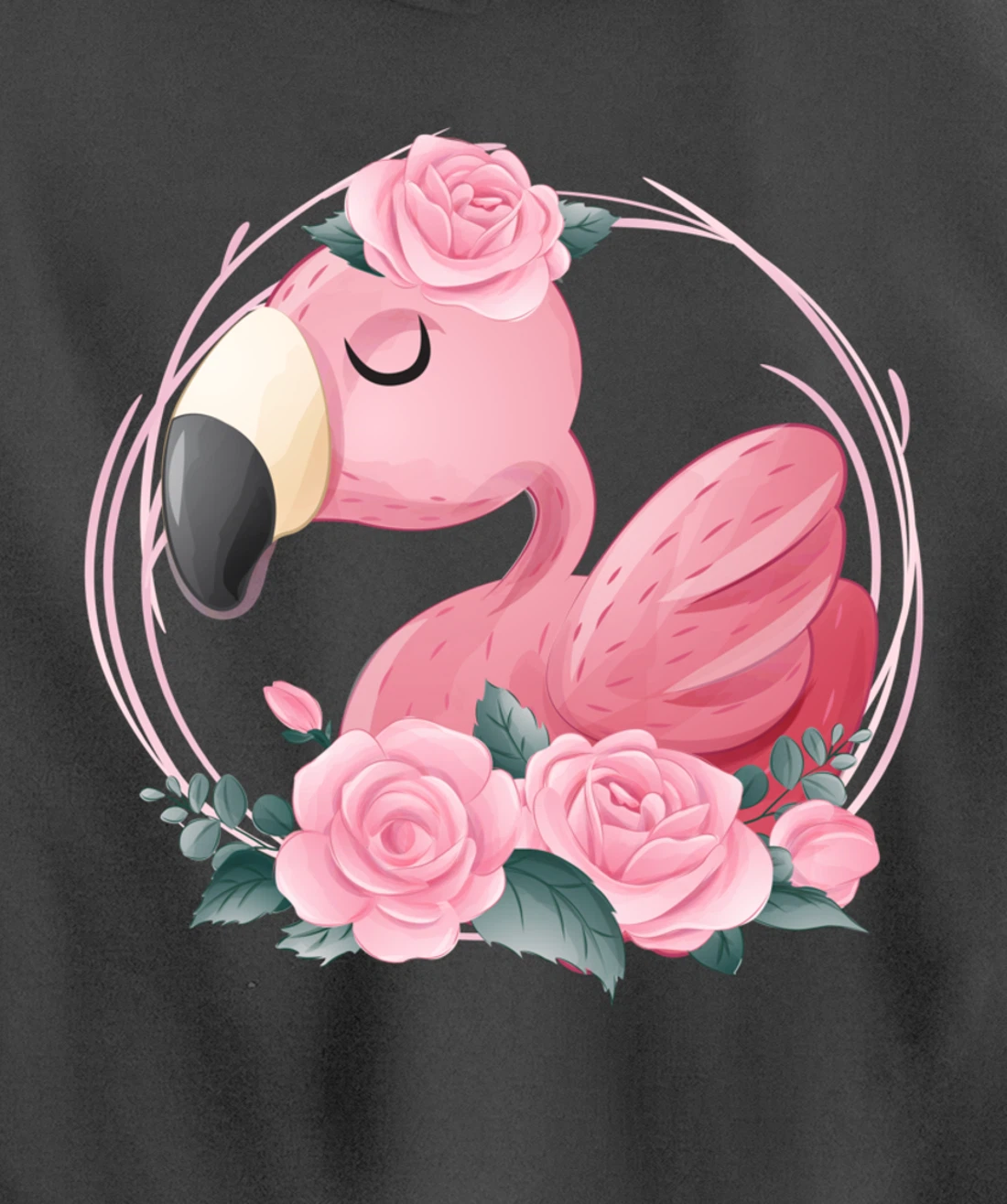 Cute Dreaming Pink Flamingo Floral Pullover Hoodie