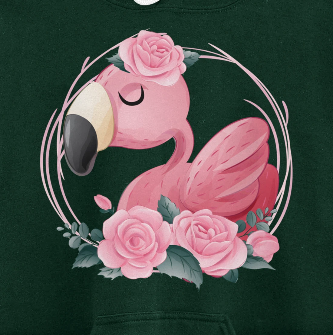 Cute Dreaming Pink Flamingo Floral Pullover Hoodie